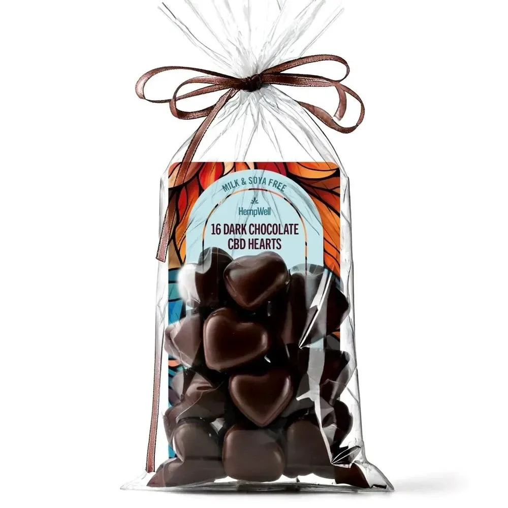 CBD Dark Chocolate Hearts 20mg x 16 Chocolates CBD Dark Chocolate Hearts 20mg x 16 Chocolates - Image 1