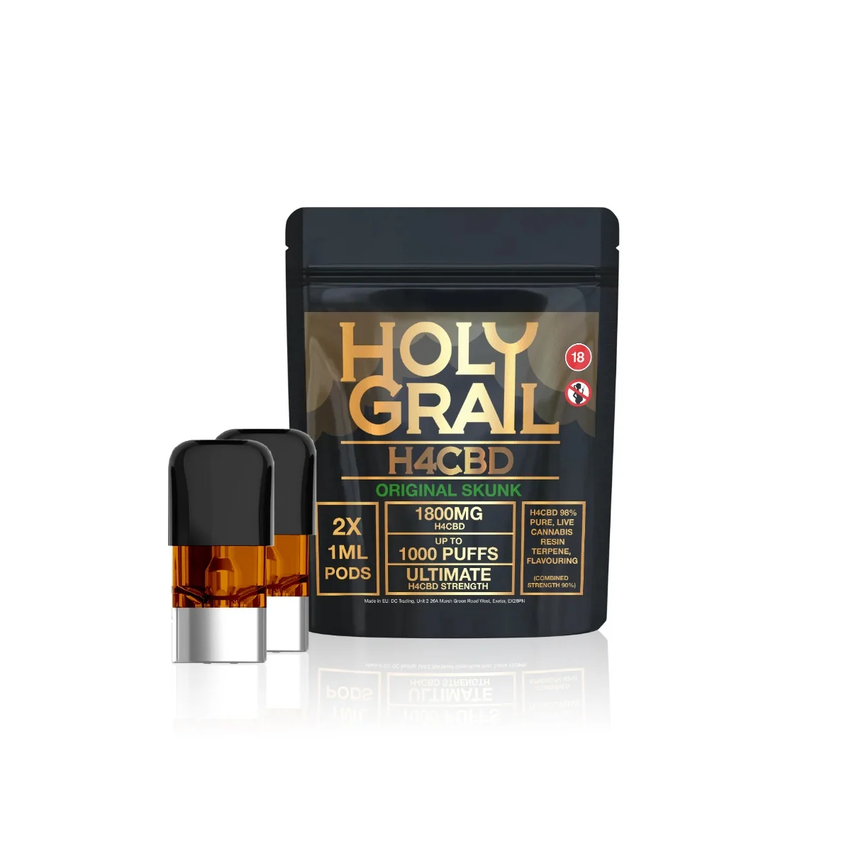 o H4CBD Replacement Pods 2000 Puffs 2x1ml 1800mg Holy Grail - Image 1
